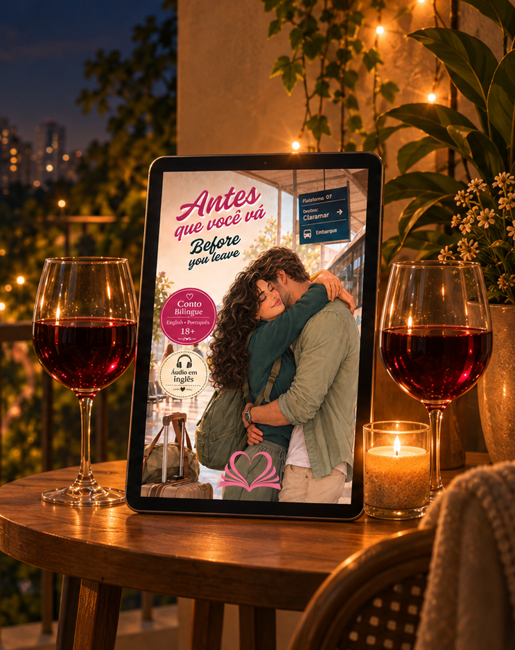 Tablet com a capa de Antes que você vá entre duas taças de vinho